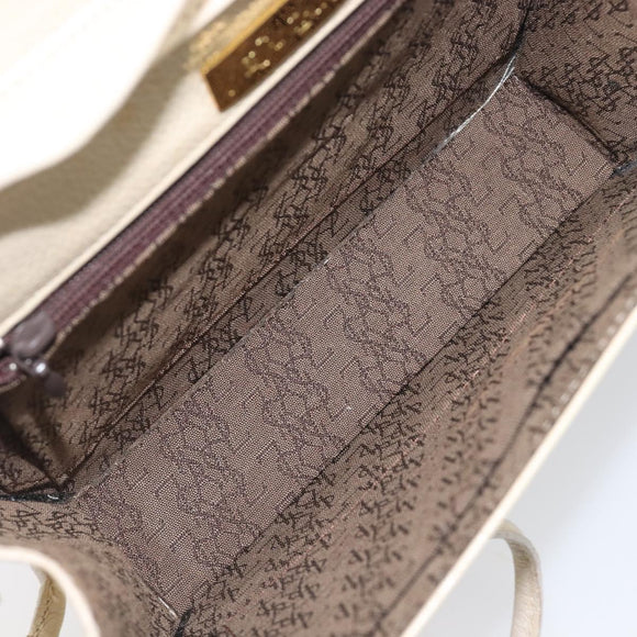 SAINT LAURENT Shoulder Bag Leather Ivory Gold Auth 199619