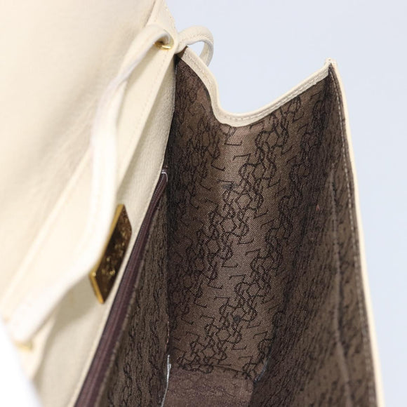 SAINT LAURENT Shoulder Bag Leather Ivory Gold Auth 199619