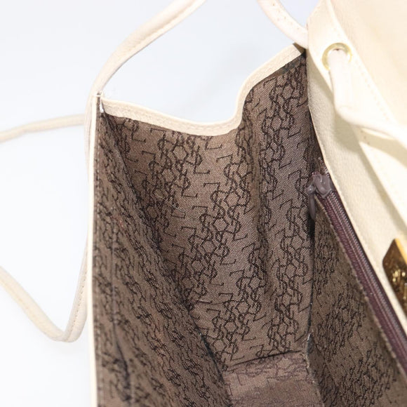 SAINT LAURENT Shoulder Bag Leather Ivory Gold Auth 199619