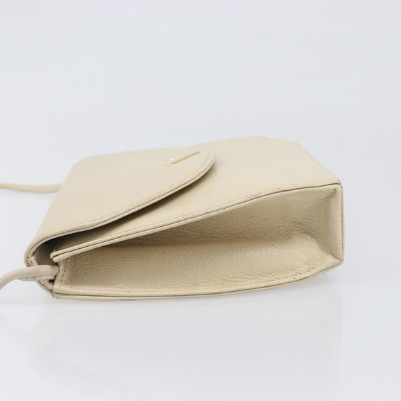 SAINT LAURENT Shoulder Bag Leather Ivory Gold Auth 199619