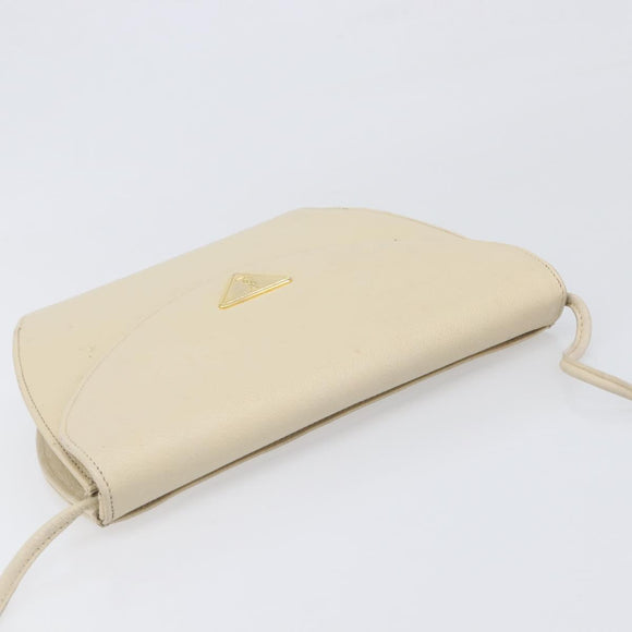 SAINT LAURENT Shoulder Bag Leather Ivory Gold Auth 199619