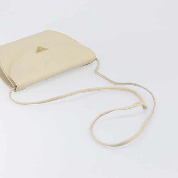 SAINT LAURENT Shoulder Bag Leather Ivory Gold Auth 199619