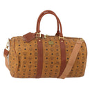 MCM Logogram Vicetos Boston Bag PVC Leather 2way Brown Gold Auth 199620-1