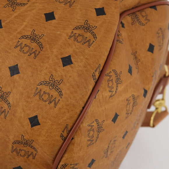 MCM Logogram Vicetos Boston Bag PVC Leather 2way Brown Gold Auth 199620