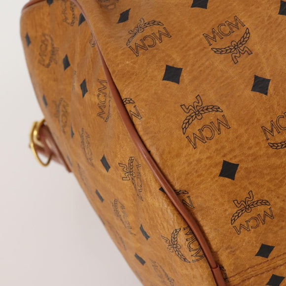 MCM Logogram Vicetos Boston Bag PVC Leather 2way Brown Gold Auth 199620