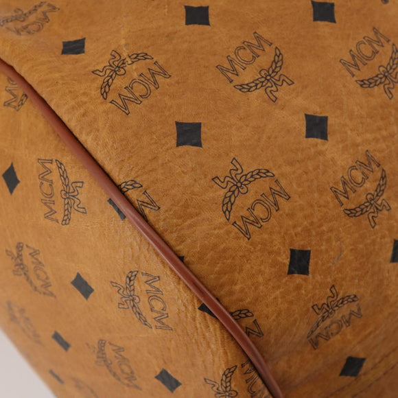 MCM Logogram Vicetos Boston Bag PVC Leather 2way Brown Gold Auth 199620