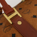 MCM Logogram Vicetos Boston Bag PVC Leather 2way Brown Gold Auth 199620-20