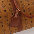 MCM Logogram Vicetos Boston Bag PVC Leather 2way Brown Gold Auth 199620-21