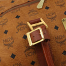 MCM Logogram Vicetos Boston Bag PVC Leather 2way Brown Gold Auth 199620-9