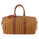 MCM Logogram Vicetos Boston Bag PVC Leather 2way Brown Gold Auth 199620-13