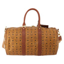 MCM Logogram Vicetos Boston Bag PVC Leather 2way Brown Gold Auth 199620-2