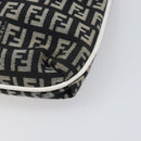 FENDI Zucchino Canvas Mamma Baguette Shoulder Bag Black Gold Auth 199623V-11