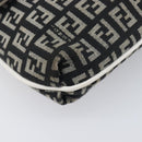 FENDI Zucchino Canvas Mamma Baguette Shoulder Bag Black Gold Auth 199623V-12