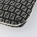 FENDI Zucchino Canvas Mamma Baguette Shoulder Bag Black Gold Auth 199623V-13