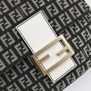 FENDI Zucchino Canvas Mamma Baguette Shoulder Bag Black Gold Auth 199623V-15