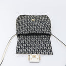 FENDI Zucchino Canvas Mamma Baguette Shoulder Bag Black Gold Auth 199623V-17