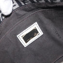 FENDI Zucchino Canvas Mamma Baguette Shoulder Bag Black Gold Auth 199623V-19