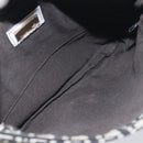 FENDI Zucchino Canvas Mamma Baguette Shoulder Bag Black Gold Auth 199623V-20