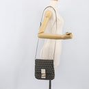 FENDI Zucchino Canvas Mamma Baguette Shoulder Bag Black Gold Auth 199623V-25