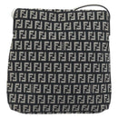 FENDI Zucchino Canvas Mamma Baguette Shoulder Bag Black Gold Auth 199623V-3