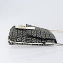 FENDI Zucchino Canvas Mamma Baguette Shoulder Bag Black Gold Auth 199623V-4