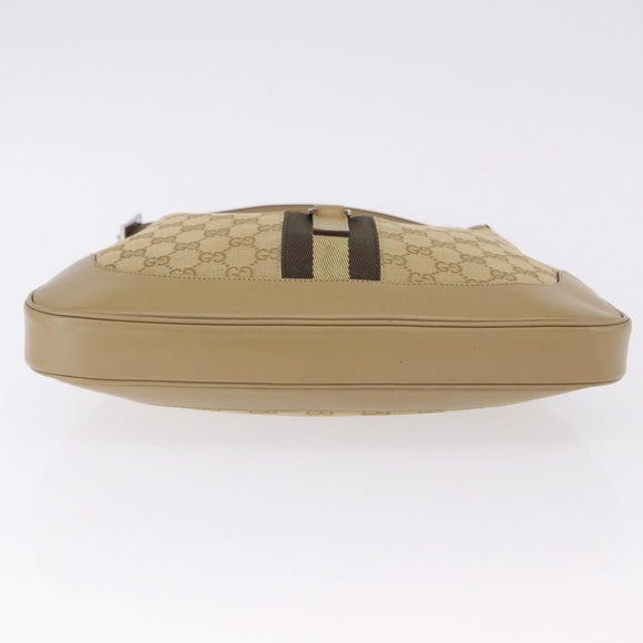 GUCCI GG Canvas Jackie Shoulder Bag Beige Silver 00963 Auth 199624V