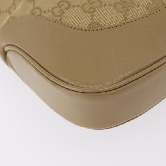 GUCCI GG Canvas Jackie Shoulder Bag Beige Silver 00963 Auth 199624V