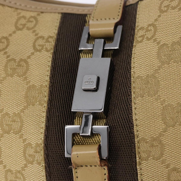 GUCCI GG Canvas Jackie Shoulder Bag Beige Silver 00963 Auth 199624V