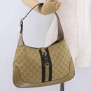 GUCCI GG Canvas Jackie Shoulder Bag Beige Silver 00963 Auth 199624V-25