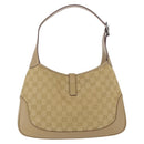 GUCCI GG Canvas Jackie Shoulder Bag Beige Silver 00963 Auth 199624V-2