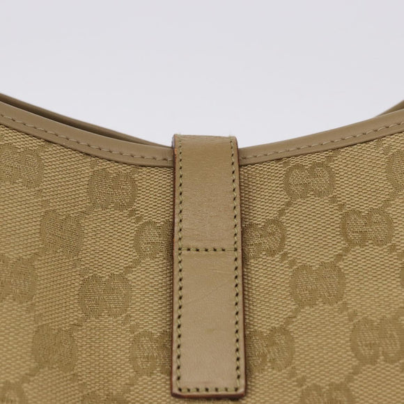 GUCCI GG Canvas Jackie Shoulder Bag Beige Silver 00963 Auth 199624V