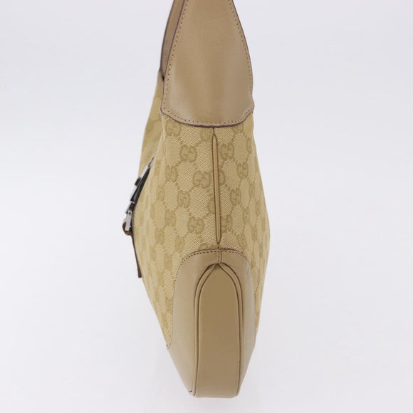 GUCCI GG Canvas Jackie Shoulder Bag Beige Silver 00963 Auth 199624V