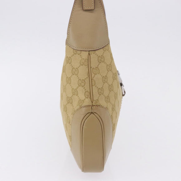 GUCCI GG Canvas Jackie Shoulder Bag Beige Silver 00963 Auth 199624V