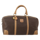 CELINE Macadam Canvas Boston Bag PVC Leather Brown Gold Auth 199626-1