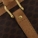 CELINE Macadam Canvas Boston Bag PVC Leather Brown Gold Auth 199626-14