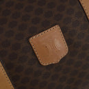 CELINE Macadam Canvas Boston Bag PVC Leather Brown Gold Auth 199626-15