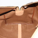 CELINE Macadam Canvas Boston Bag PVC Leather Brown Gold Auth 199626-19