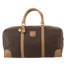 CELINE Macadam Canvas Boston Bag PVC Leather Brown Gold Auth 199626-2