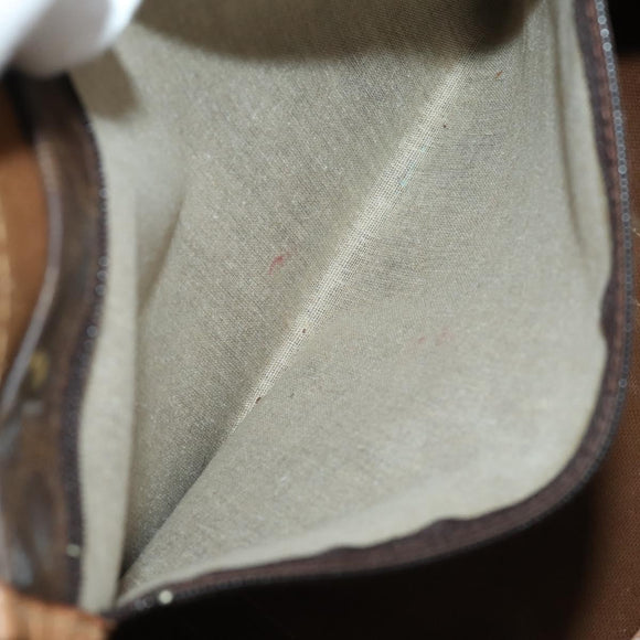 CELINE Macadam Canvas Boston Bag PVC Leather Brown Gold Auth 199626