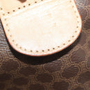 CELINE Macadam Canvas Boston Bag PVC Leather Brown Gold Auth 199626-23