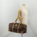 CELINE Macadam Canvas Boston Bag PVC Leather Brown Gold Auth 199626-24
