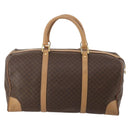 CELINE Macadam Canvas Boston Bag PVC Leather Brown Gold Auth 199626-3