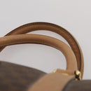 CELINE Macadam Canvas Boston Bag PVC Leather Brown Gold Auth 199626-8