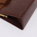 Salvatore Ferragamo Vala Chain Shoulder Bag Leather Brown Gold Auth 199629A-15
