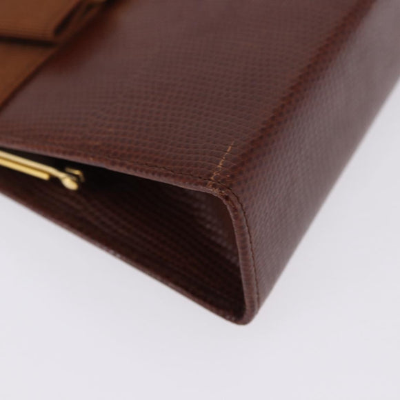 Salvatore Ferragamo Vala Chain Shoulder Bag Leather Brown Gold Auth 199629A