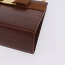 Salvatore Ferragamo Vala Chain Shoulder Bag Leather Brown Gold Auth 199629A-16