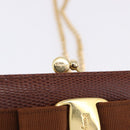 Salvatore Ferragamo Vala Chain Shoulder Bag Leather Brown Gold Auth 199629A-9