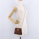 Salvatore Ferragamo Vala Chain Shoulder Bag Leather Brown Gold Auth 199629A-21
