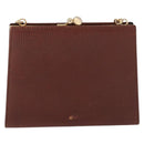 Salvatore Ferragamo Vala Chain Shoulder Bag Leather Brown Gold Auth 199629A-2
