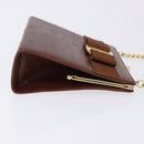 Salvatore Ferragamo Vala Chain Shoulder Bag Leather Brown Gold Auth 199629A-4